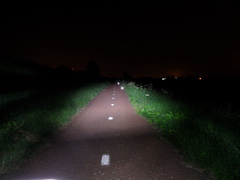 Philips LED bike light, road3, lamp on high pointed slightly higher